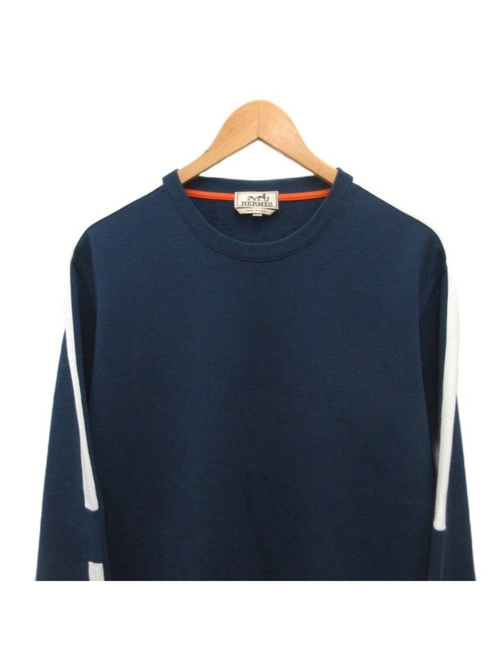 Hermes Run Arm Line Sweatshirt Logo Cotton XL Navy White - Picture 3 of 7